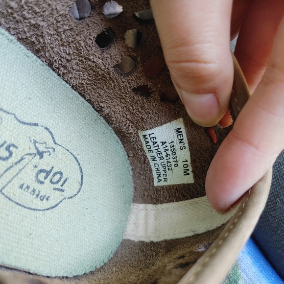 Sperry Top Sider Tan Leather Laser Perf Slip On Shoes Size 10 - Picture 6 of 11